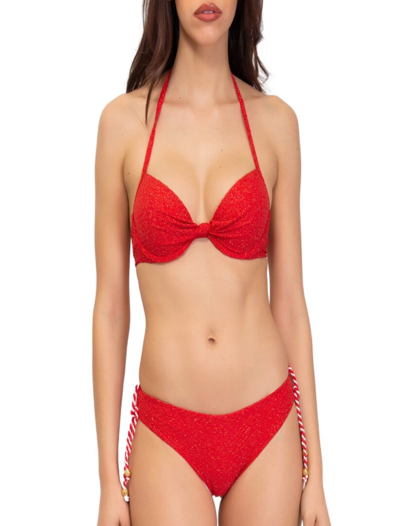 Bas De Bikini Paillet Lacets Shine Rouge Kiabi