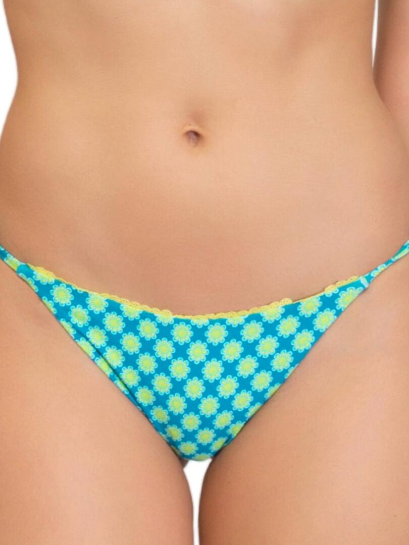 Bas de bikini tanga à nouettes Mosaic Vert Kiabi 44 25