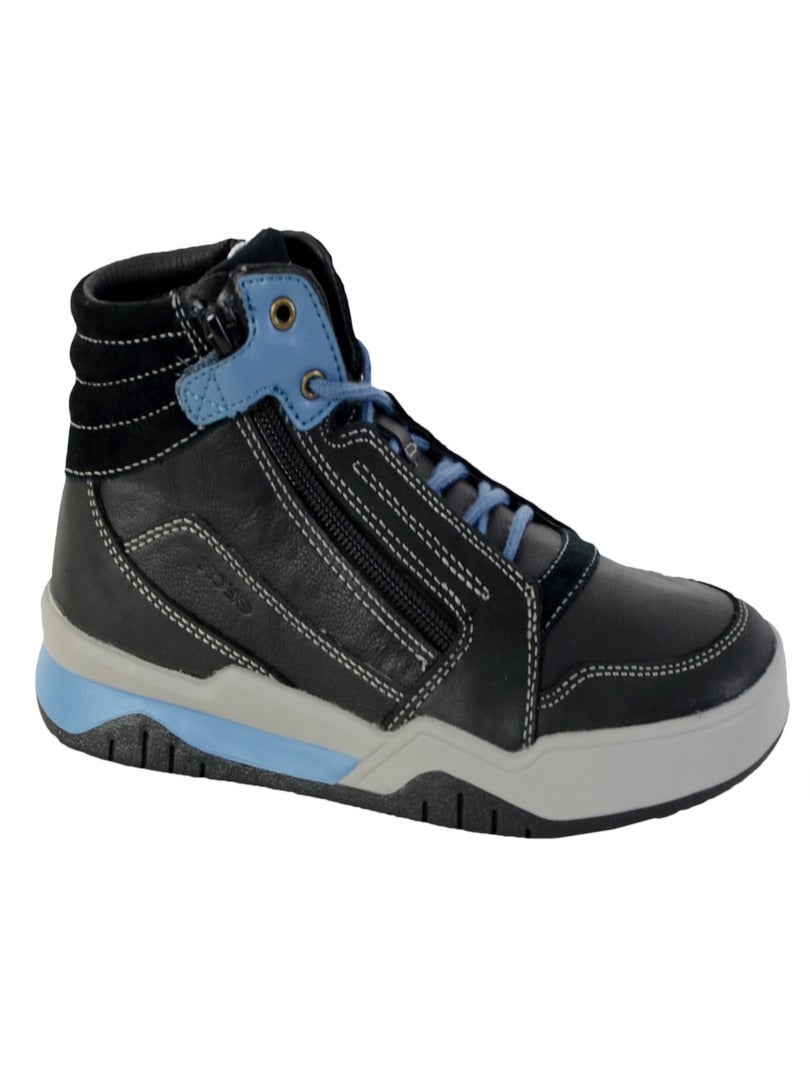 Basket Montante Geox Enfant Gar Ons J Perth B D Synt Wax Lea Noir