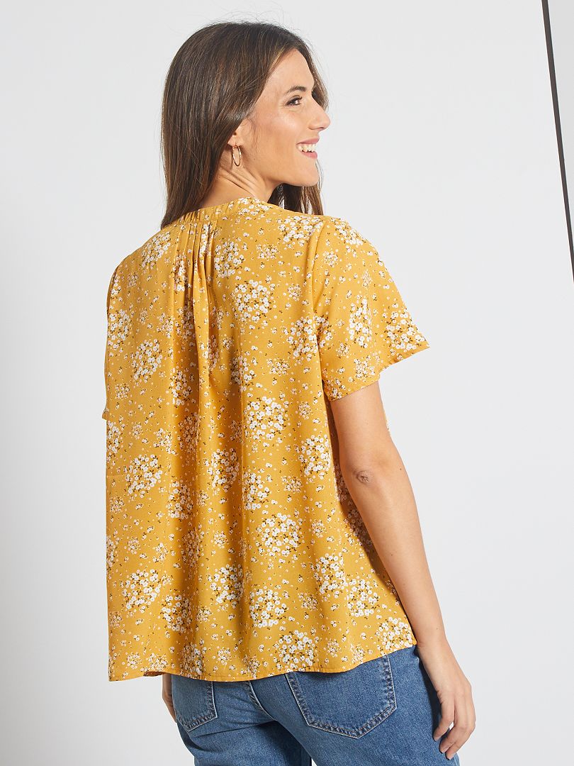 Blouse Col Mao Jaune Kiabi