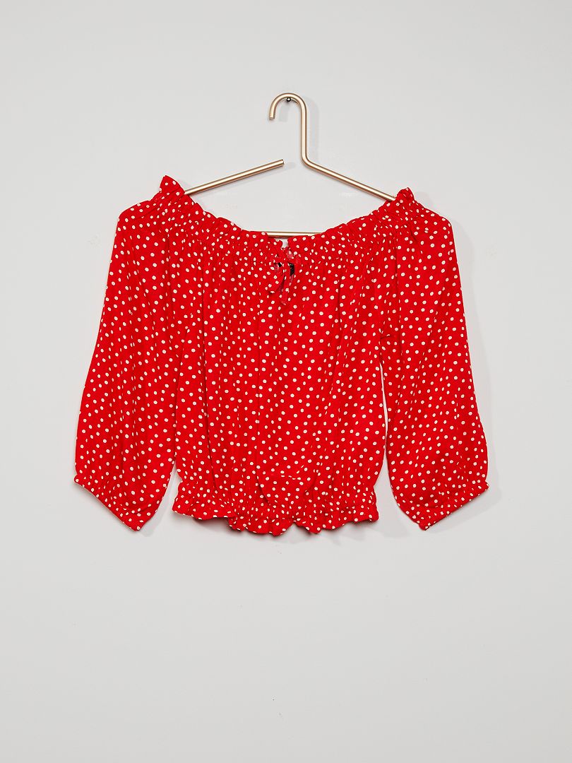 Blouse à encolure bardot rouge Kiabi 10 00