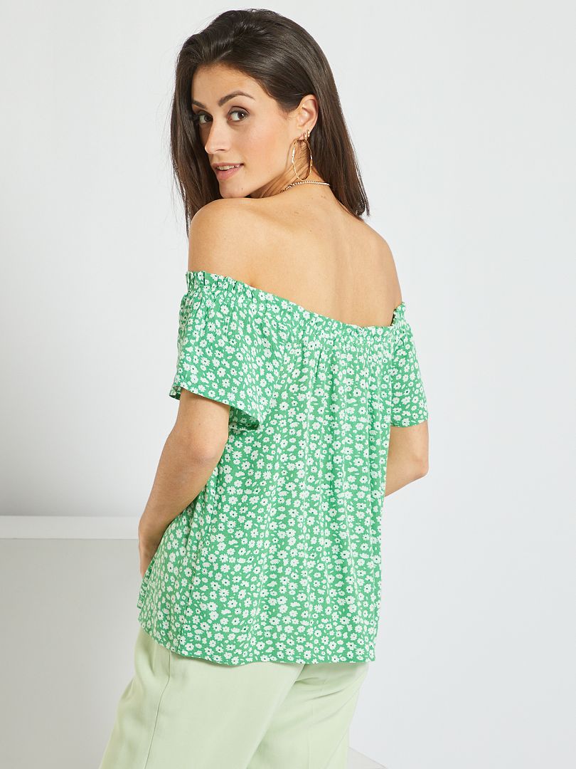 Blouse à encolure bardot Vert Kiabi 10 00