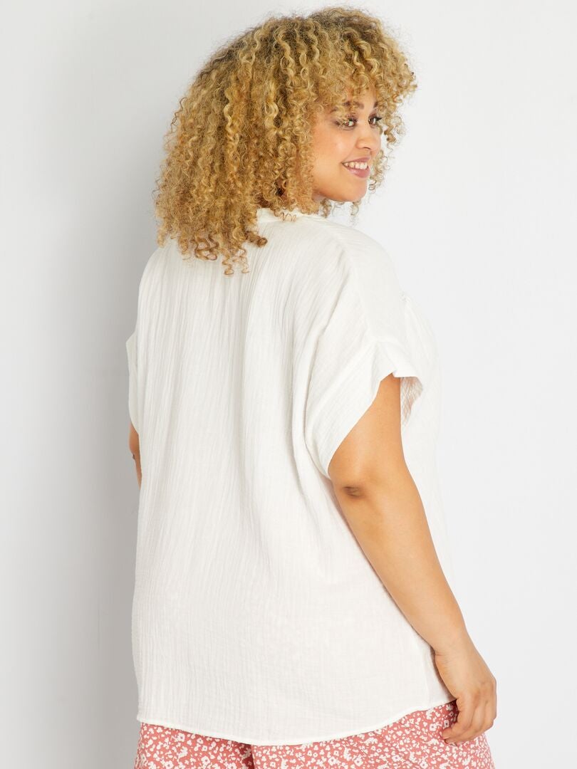 Blouse En Gaze De Coton Blanc Kiabi