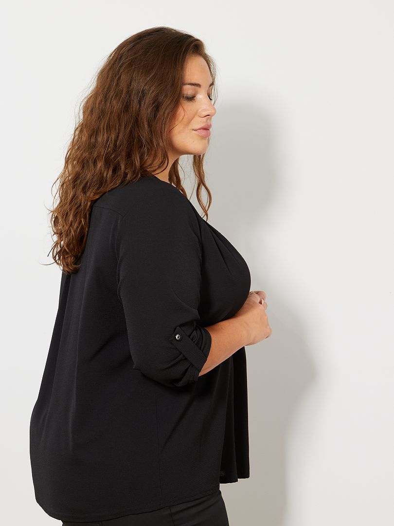 Blouse Fluide Encolure V Noir Kiabi