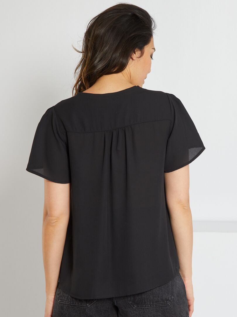 Blouse Fluide Encolure V Noir Kiabi