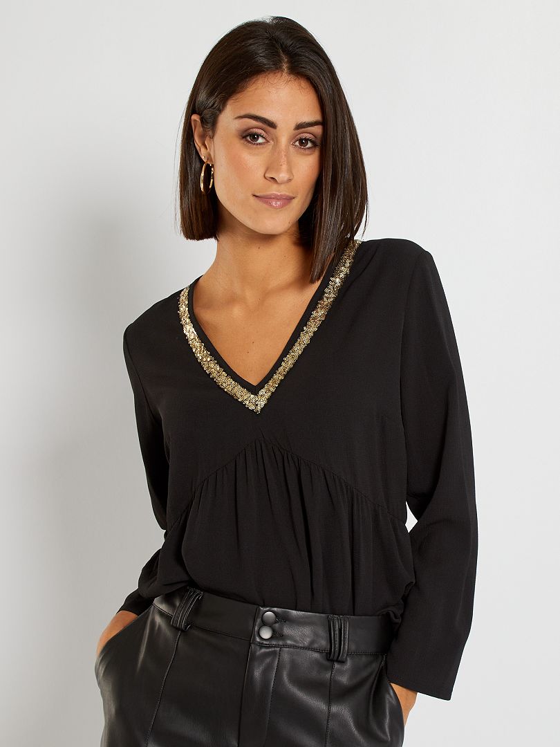 Blouse Fluide Noir Kiabi