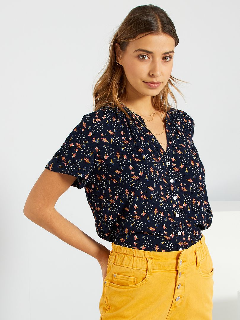 Blouse imprimée fleurs marine fleuri Kiabi 12 00