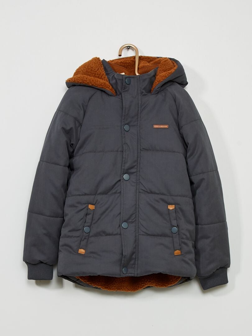 Blouson Capuche Doubl Fa On Sherpa Bleu Kiabi