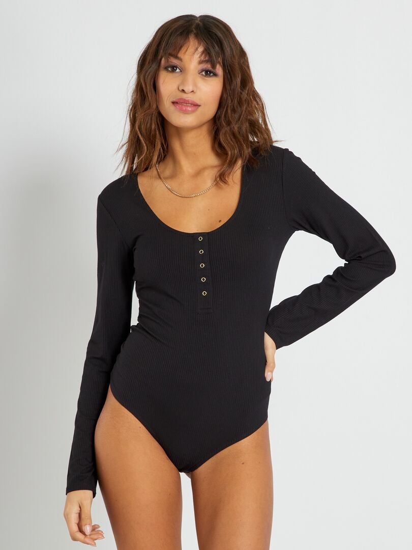 Body En Maille C Tel E Unie Noir Kiabi