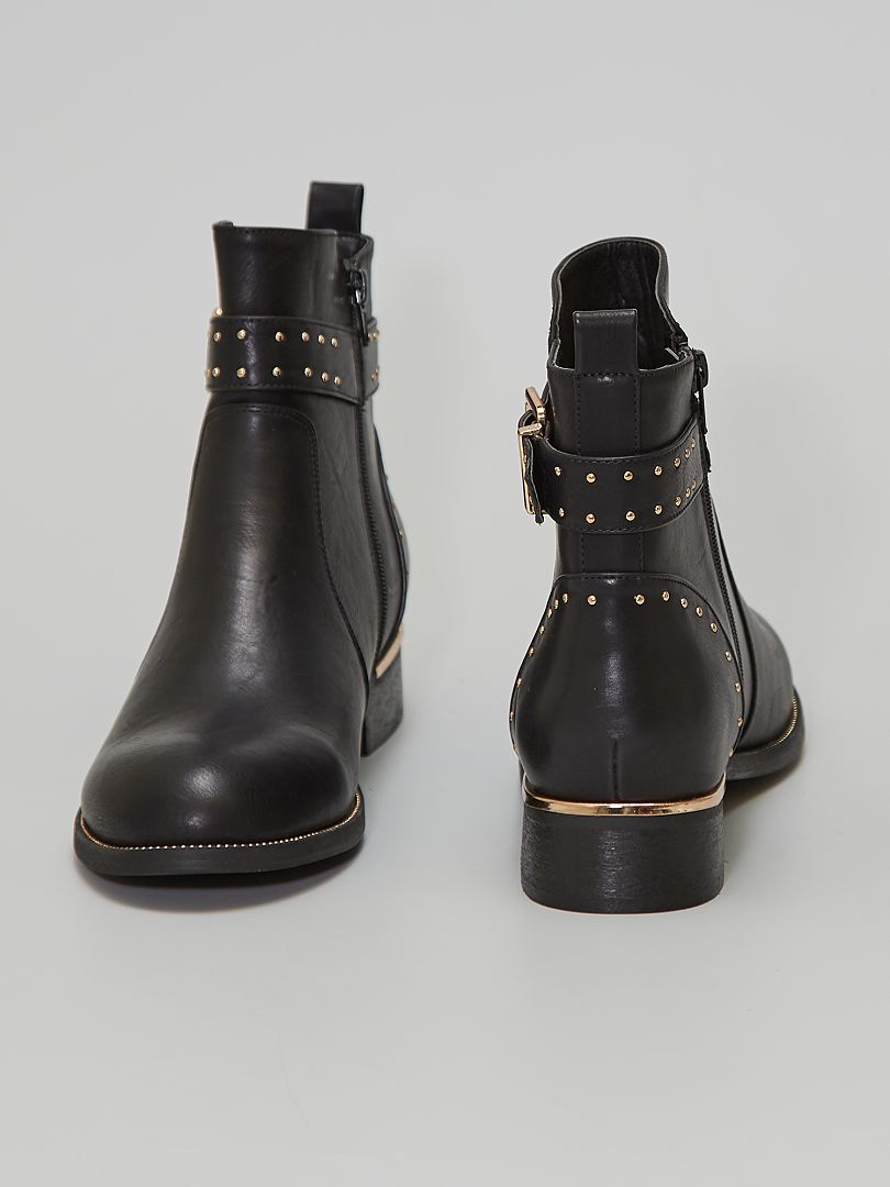 Boots Style Chelsea Clous Noir Kiabi