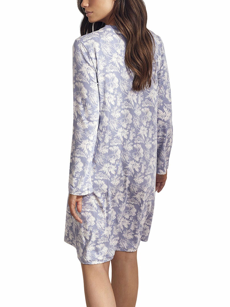 Chemise De Nuit Manches Longues Branches Bleu Kiabi 51 45