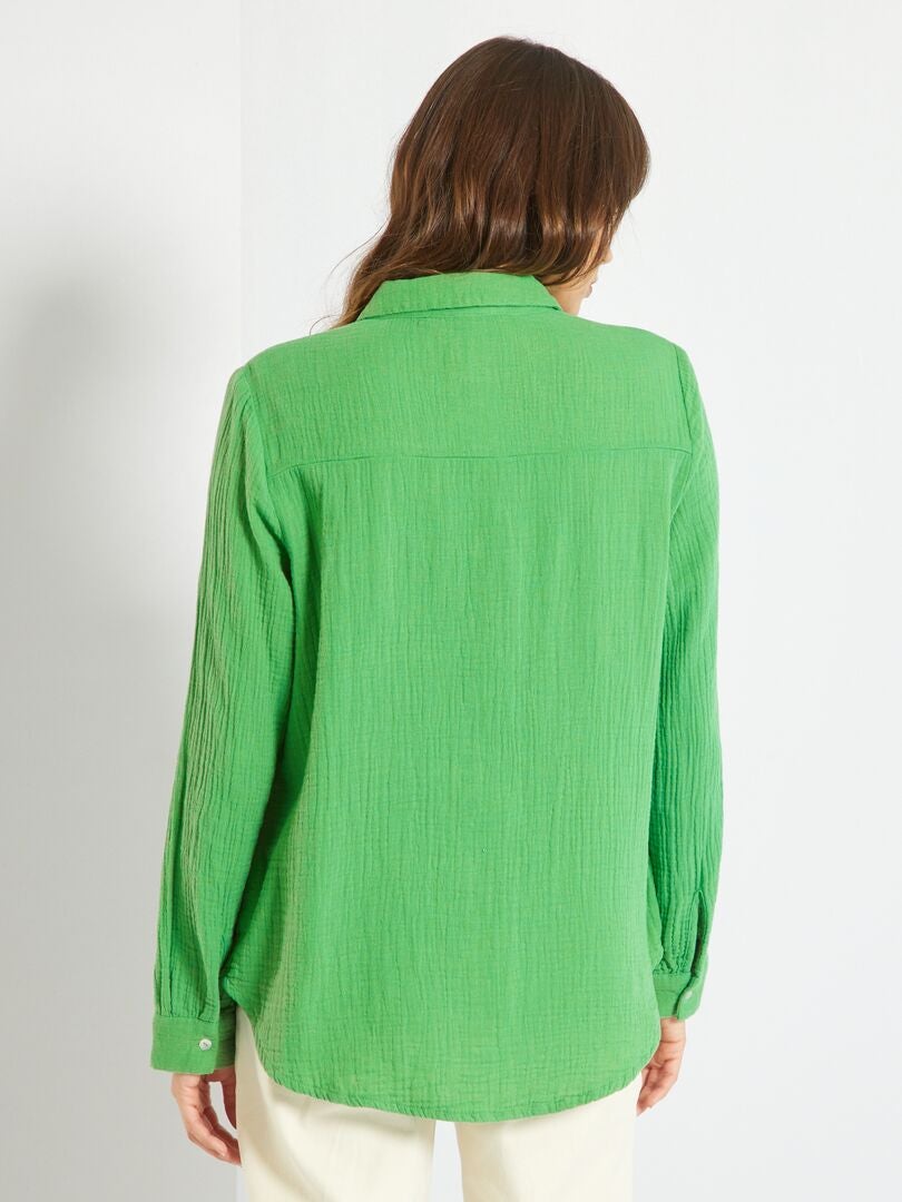 Chemise En Gaze De Coton Vert Kiabi