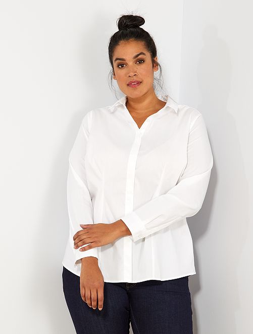 Chemise En Popeline Stretch Grande Taille Femme Blanc Kiabi