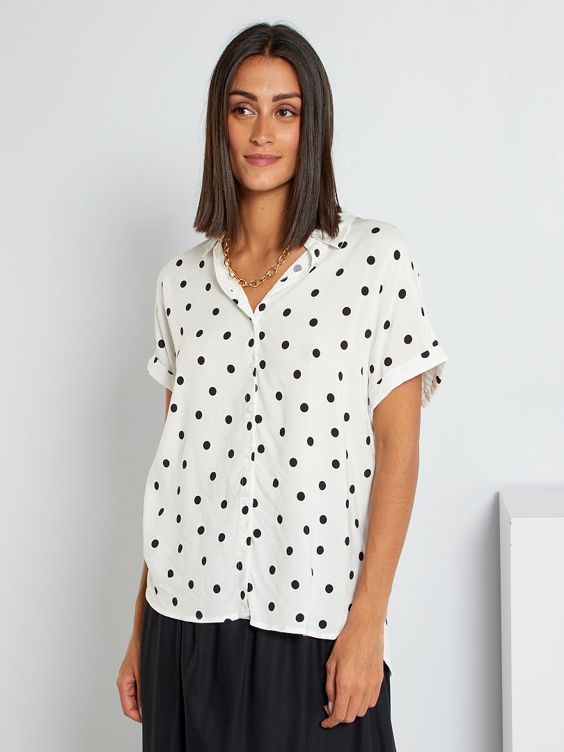 Chemise Fluide Imprim E Cru Pois Kiabi