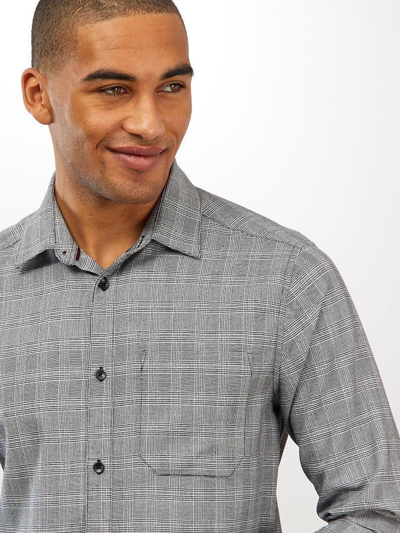 Chemise Slim Carreaux Gris Carreaux Kiabi