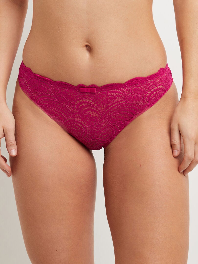 Culotte Microfibre Dentelle RougeGorge Lingerie Rose Fushia Kiabi