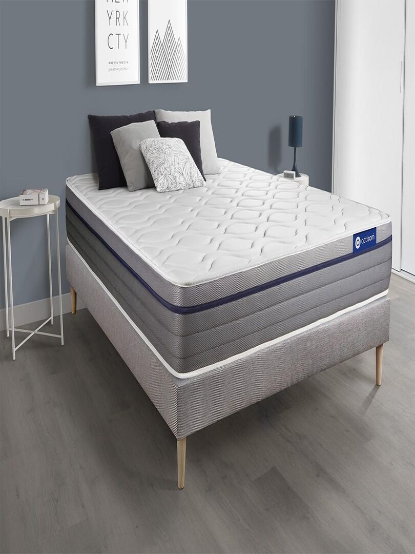 Ensemble Matelas Ressorts ensachés et mémoire de forme et Sommier