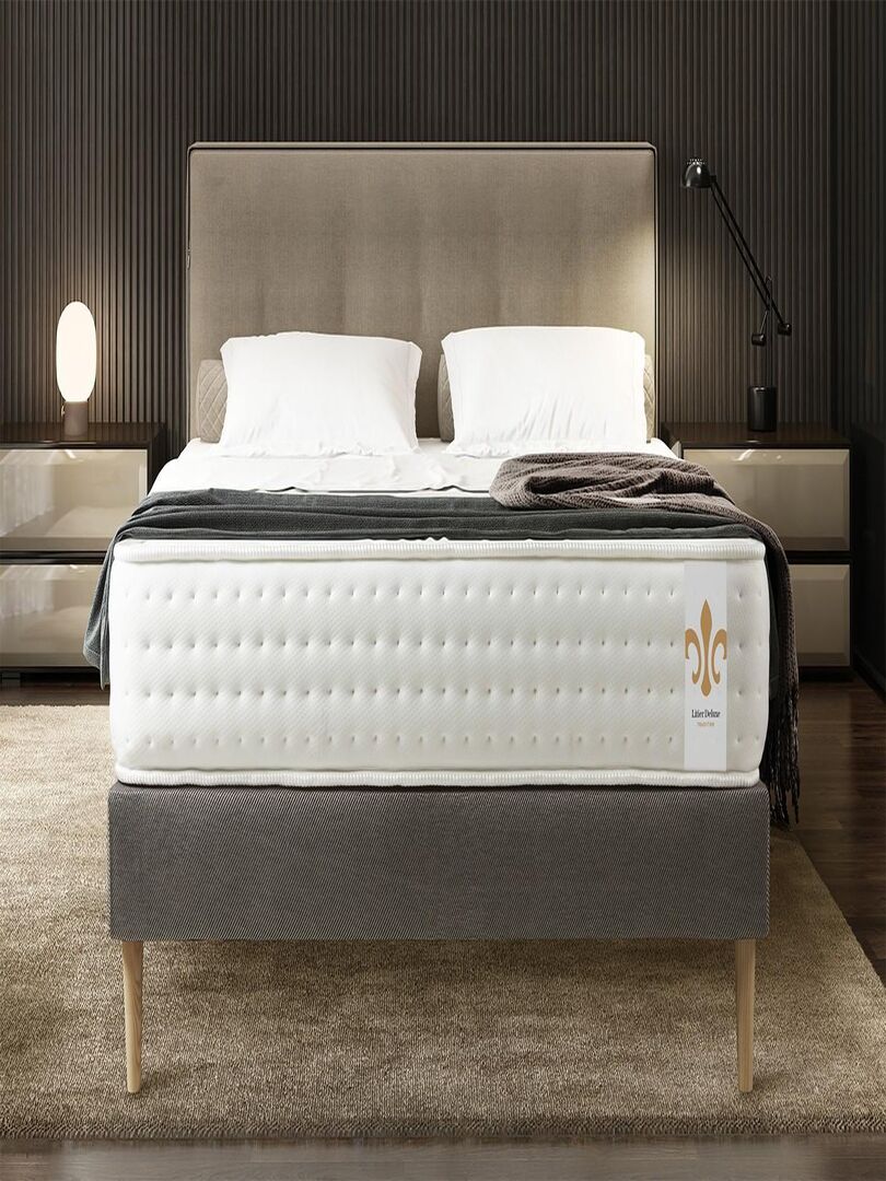 Ensemble Matelas Ressorts ensachés et mémoire de forme et Sommier