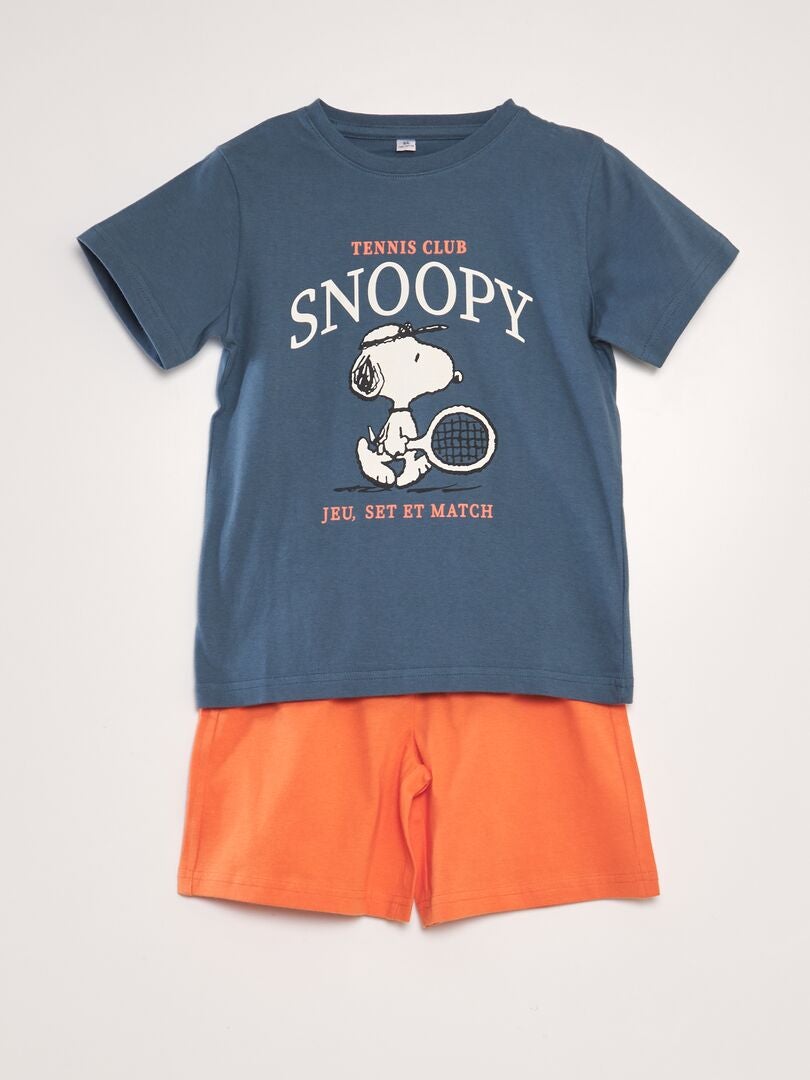 Ensemble Pyjama Court Snoopy Pi Ces Bleu Kiabi