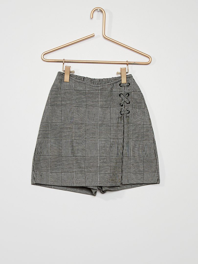 Jupe Short Motif Pied De Poule Gris Kiabi 14 00