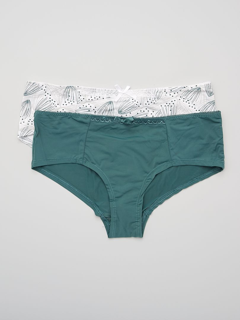 Lot 2 Shorties Envie De Lingerie Vert Blanc Kiabi 12 00