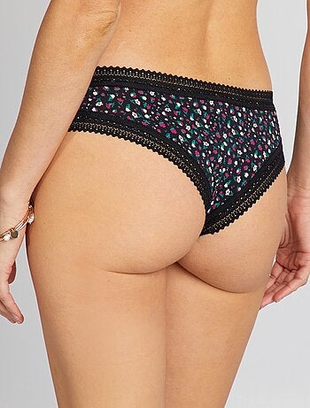 Tanga Femme Tangas Dentelle Imprim Microfibre Br Silien Kiabi