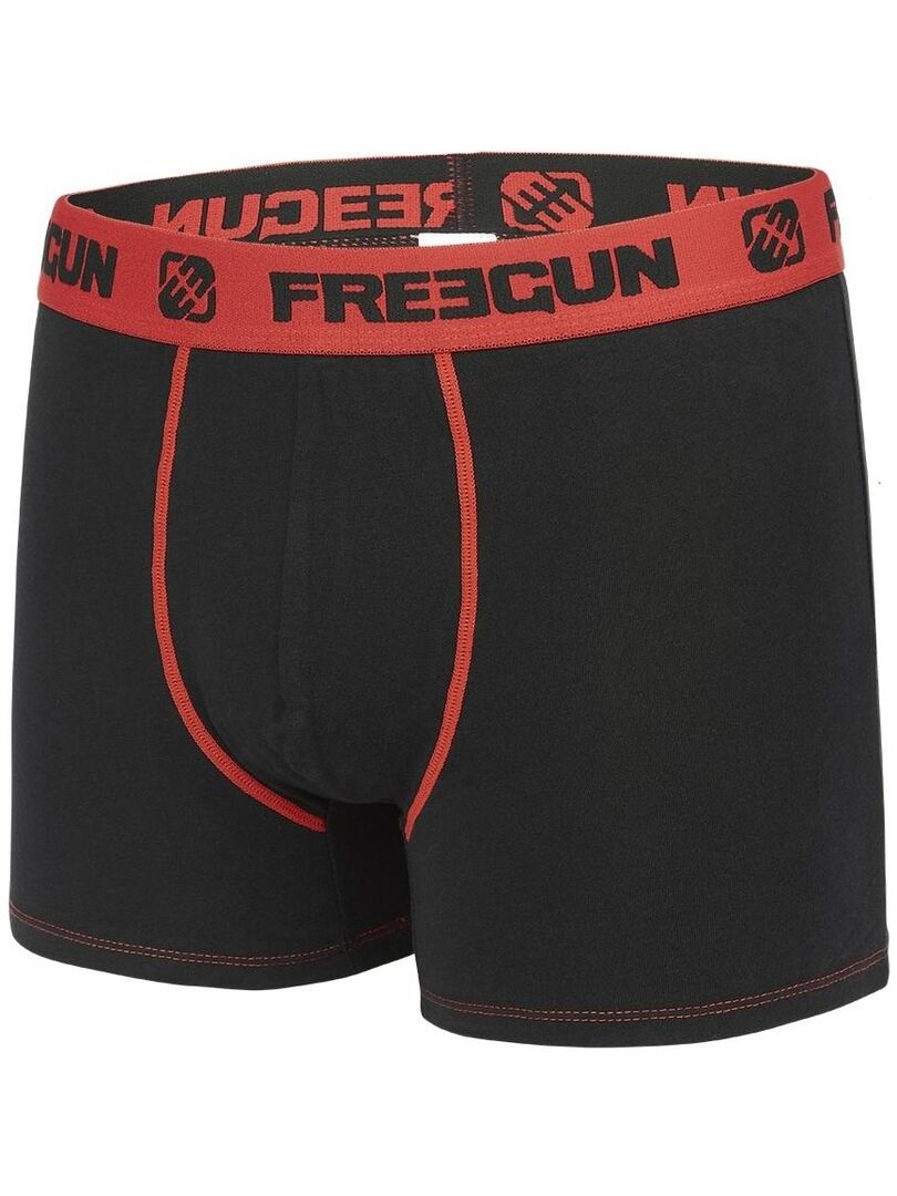 Lot De Boxers Gar On En Coton Freegun Noir Kiabi