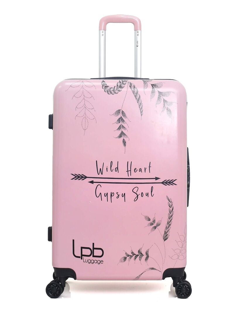 Lpb Valise Grand Format Abs Pc Flora Roues Cm Rose Kiabi