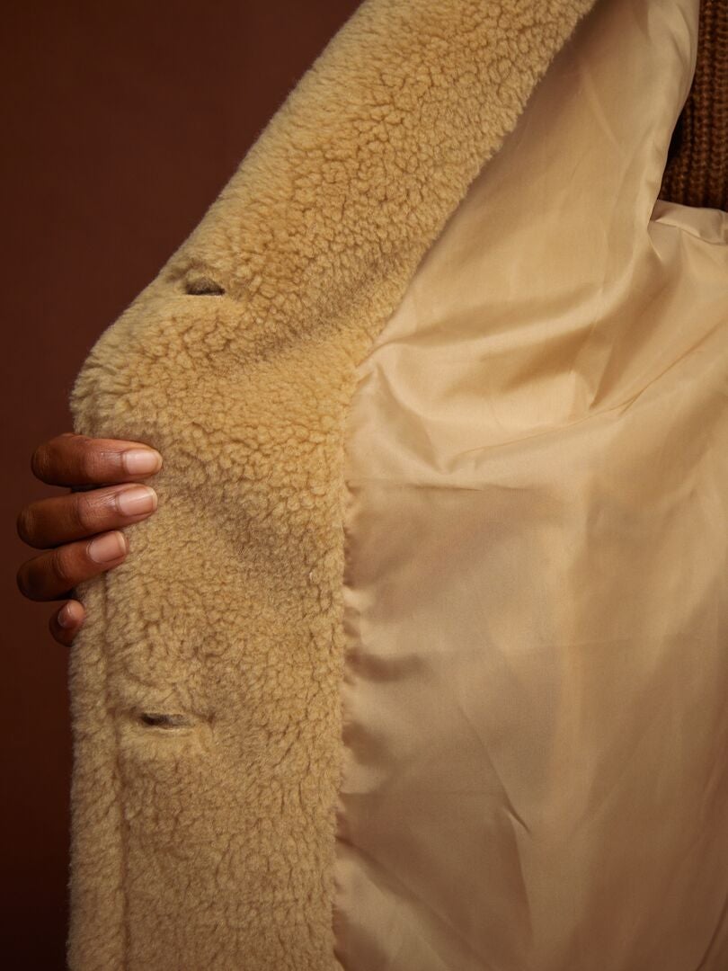 Manteau Oversize En Sherpa Beige Kiabi