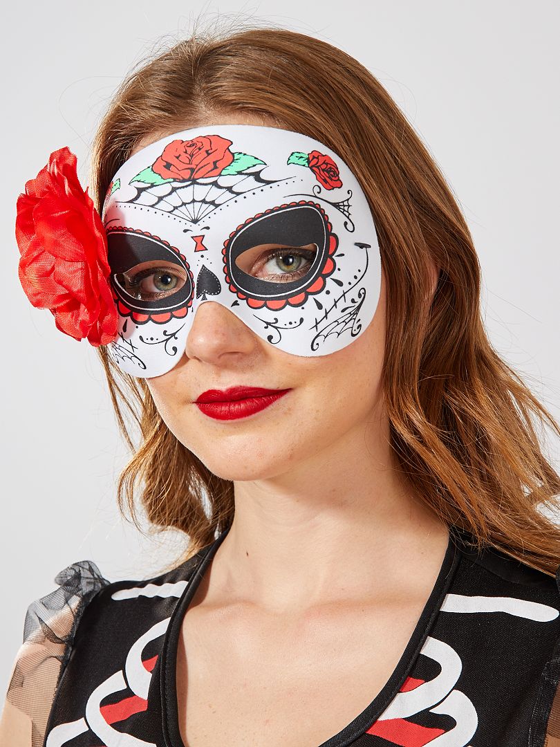 Masque Dia De Muertos Blanc Rouge Kiabi