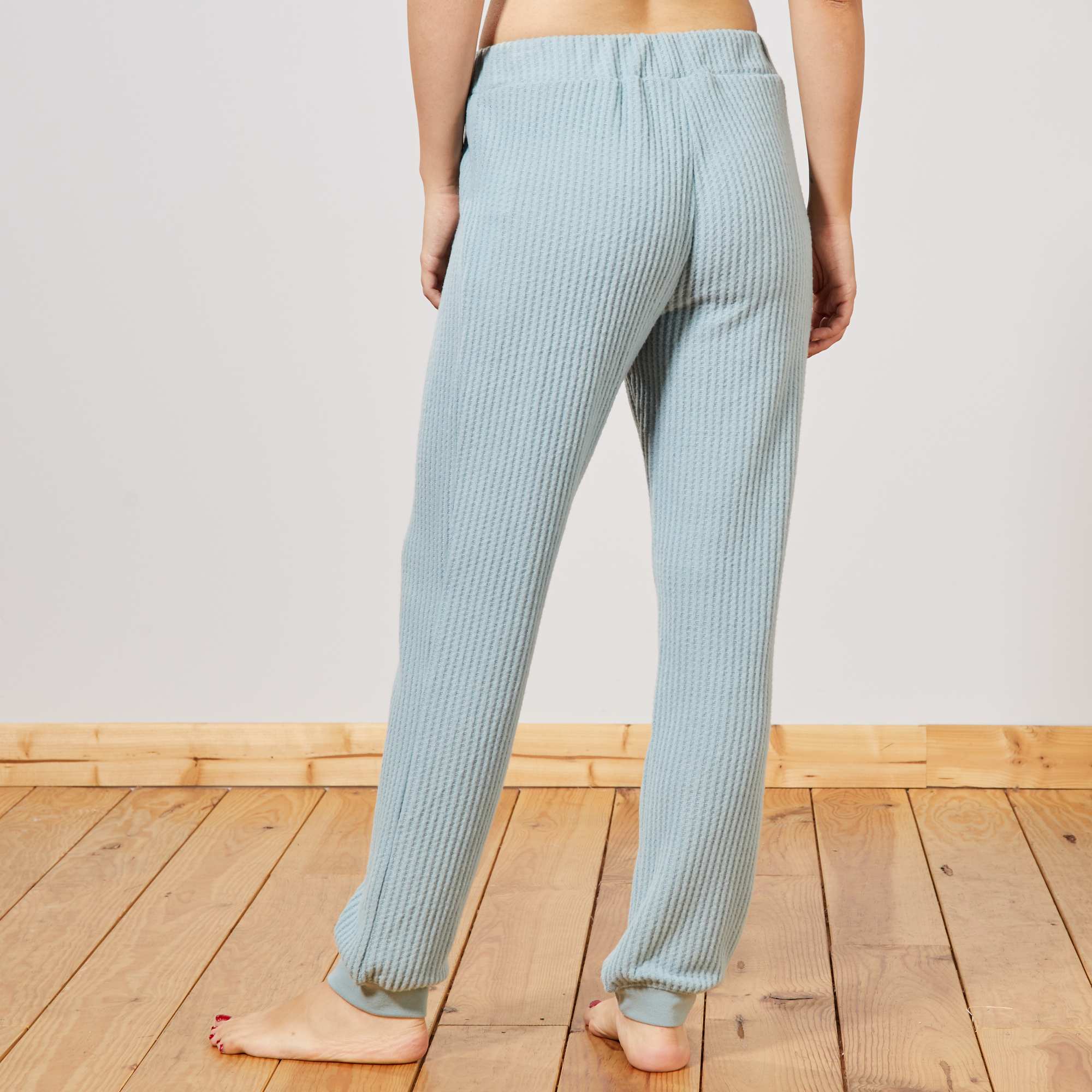 Pantalon Doux Nid D Abeille Lingerie Du S Au Xxl Bleu Ardoise Kiabi