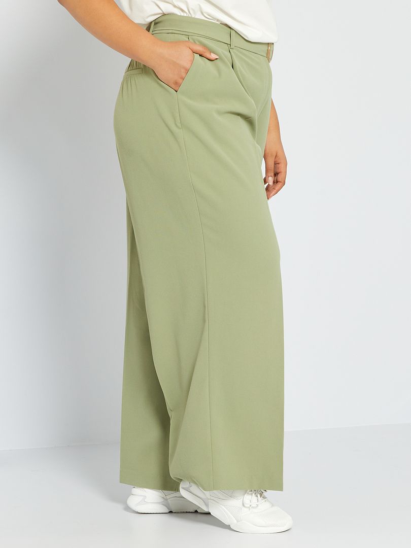 Pantalon Large Avec Ceinture Vert Kaki Kiabi