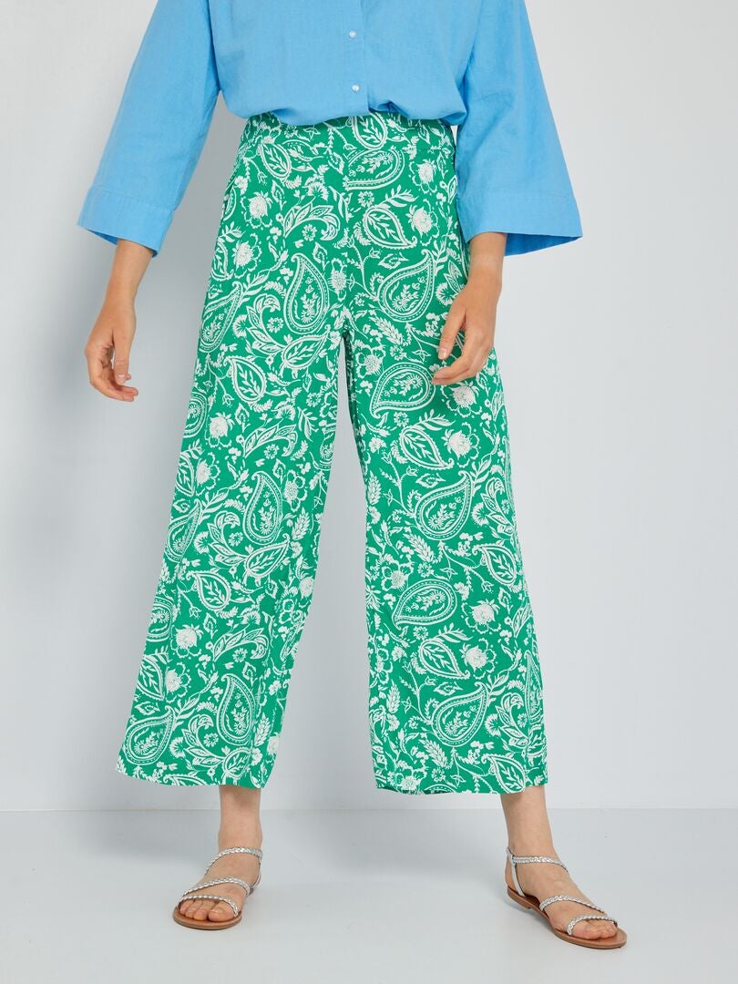 Pantalon Large Avec Imprim S Vert Kiabi