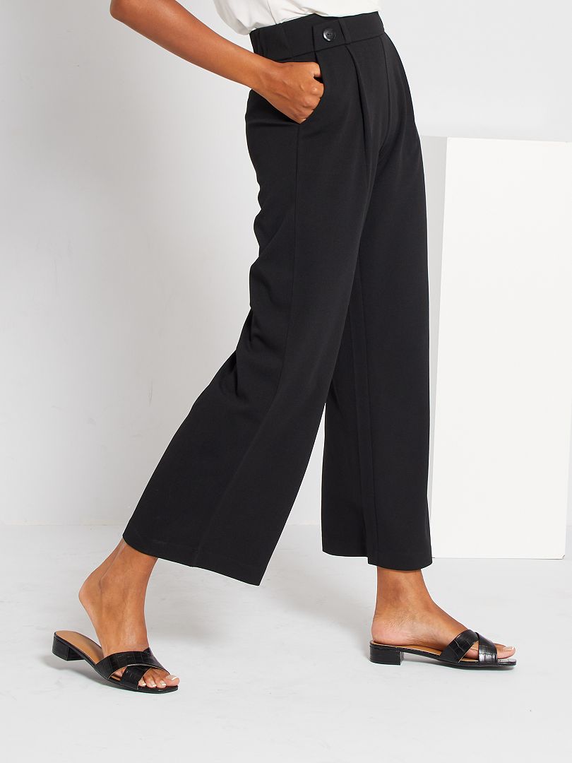 Pantalon Large Fluide Noir Kiabi