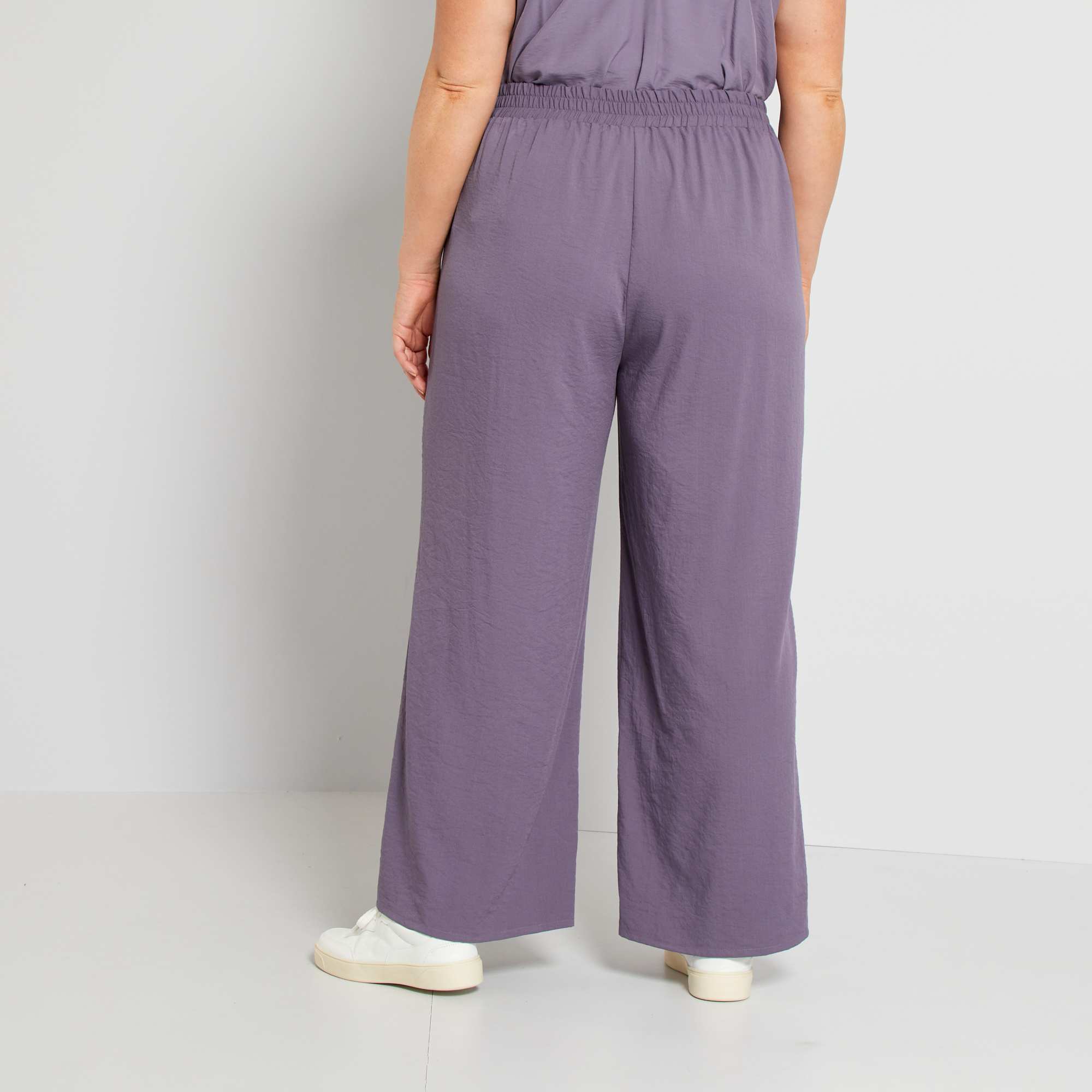 Pantalon Large Satin Grande Taille Femme Violet Gris Kiabi