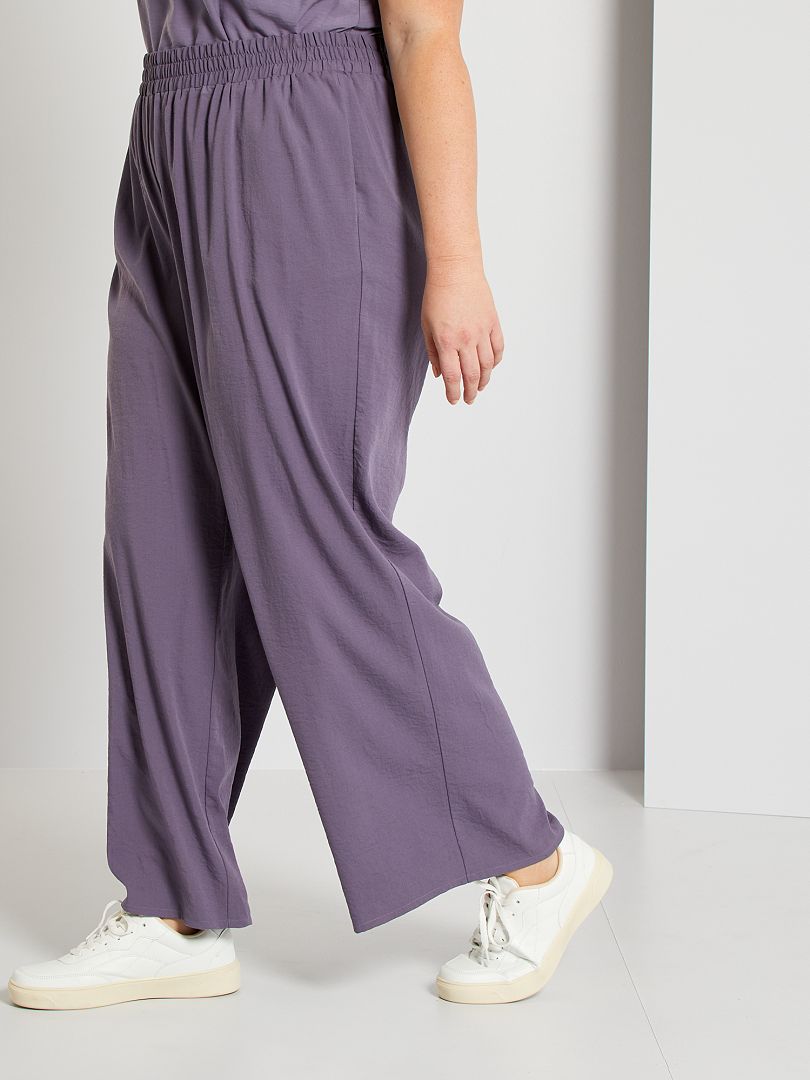 Pantalon Large Satin Violet Gris Kiabi