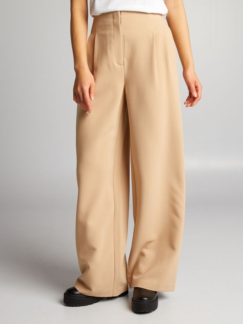 Pantalon Large Taille Haute Beige Kiabi 22 00