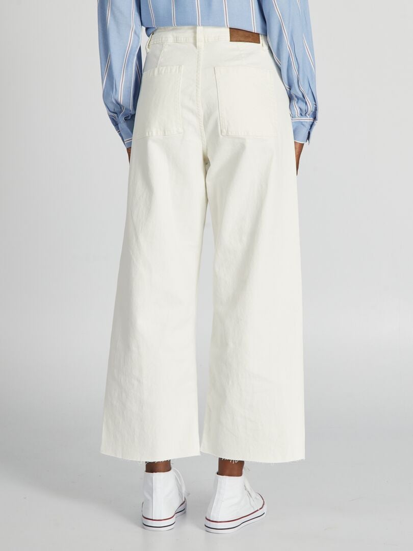 Pantalon Large Wide Leg Cropped Blanc Cass Kiabi