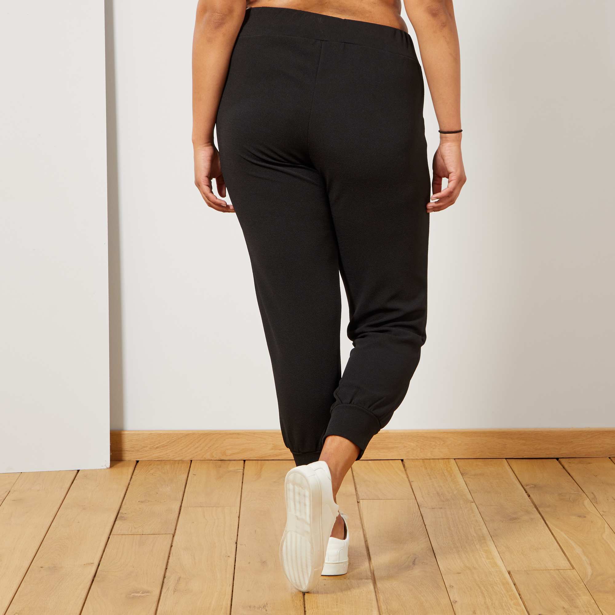 Pantalon Maille Resserr E En Bas Grande Taille Femme Noir Kiabi