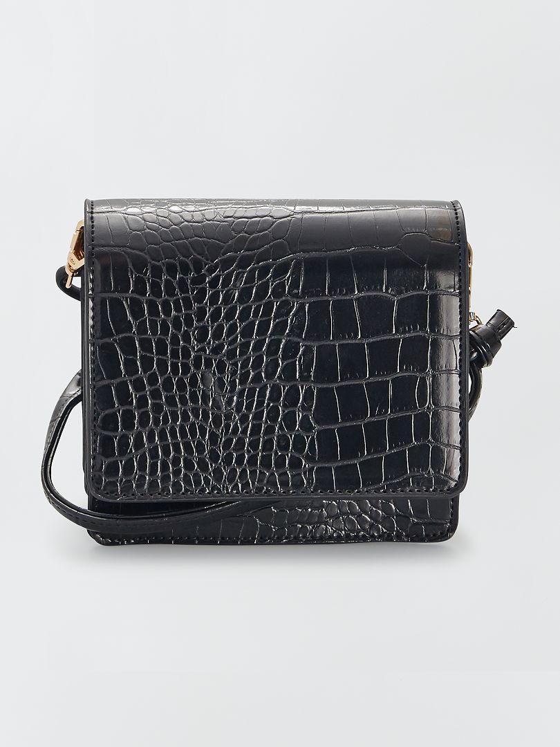 Petit Sac Effet Croco Noir Kiabi