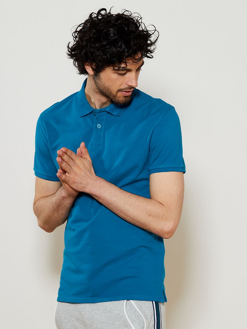 Polo En Piqu De Coton Bleu Kiabi