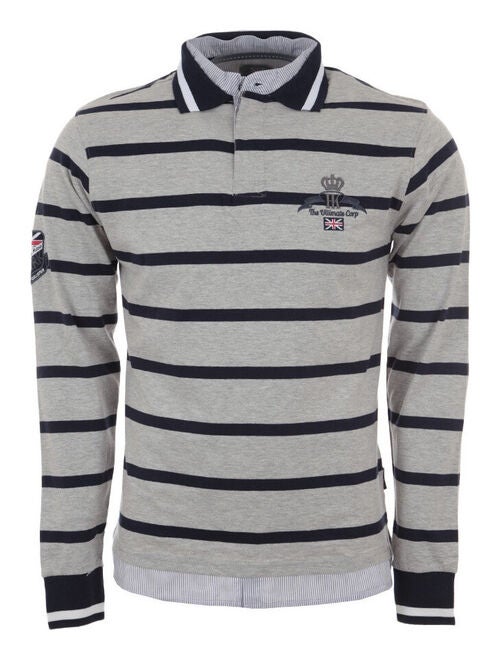 Polo Manches Longues Mode Homme Gris Kiabi