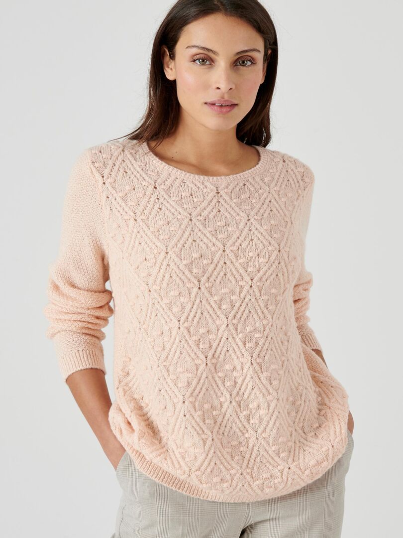 Pull Col Rond Chaud Damart Rose Clair Kiabi