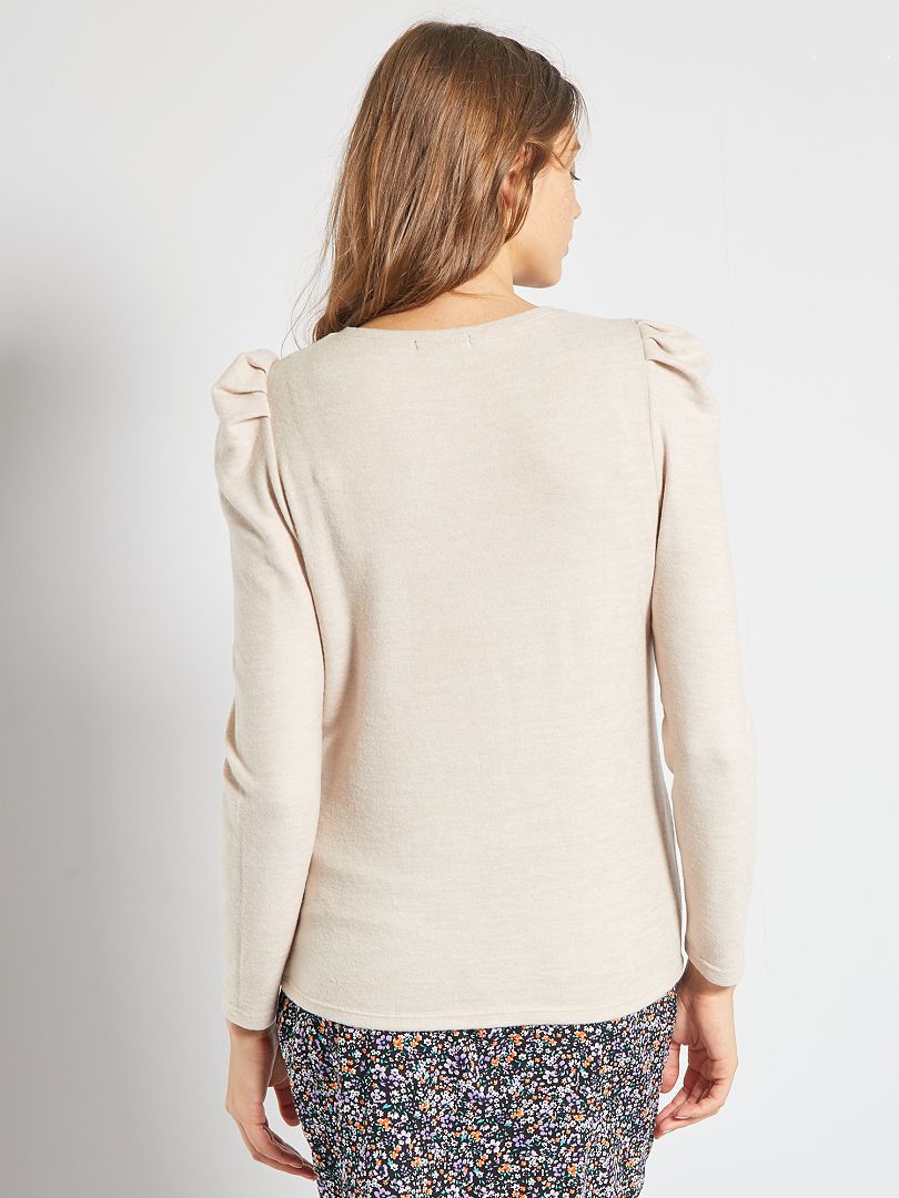 Pull Effet Polaire Beige Kiabi