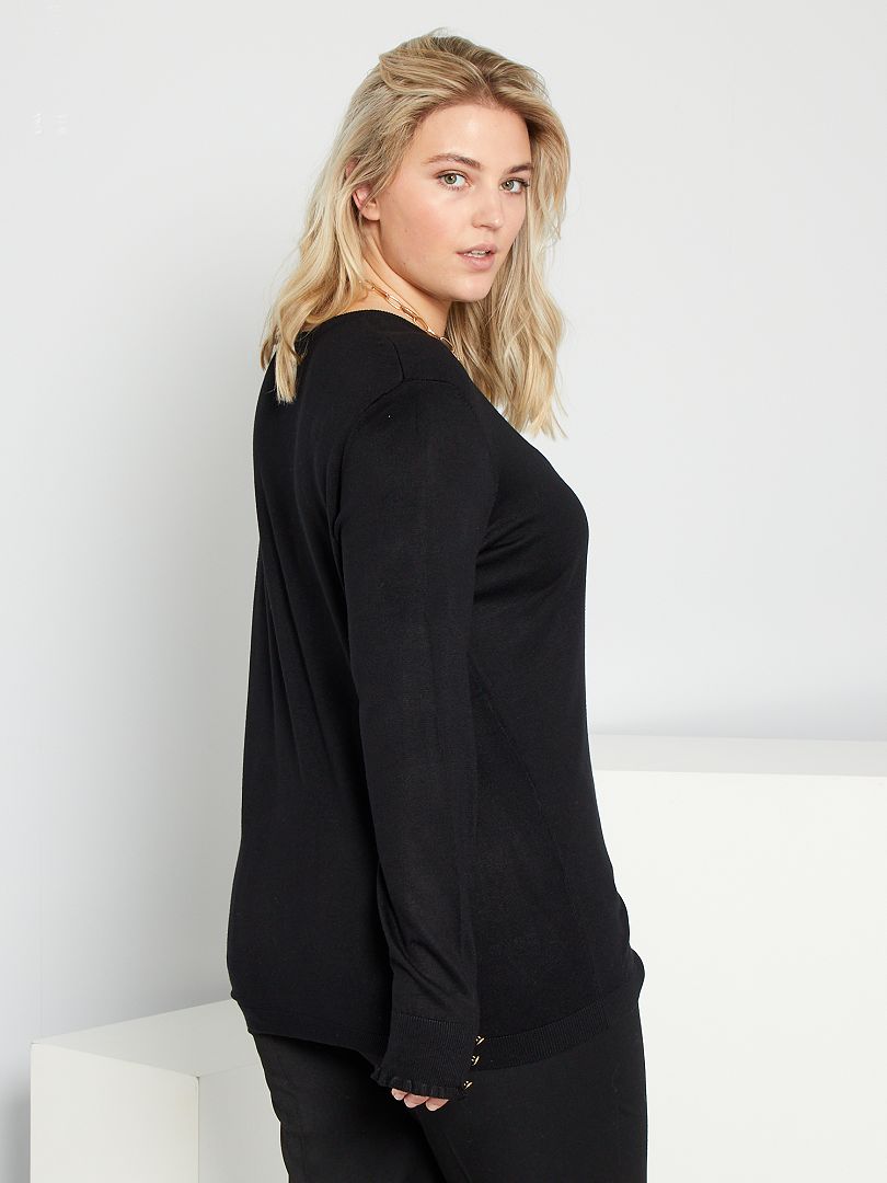 Pull En Maille Fine Noir Kiabi