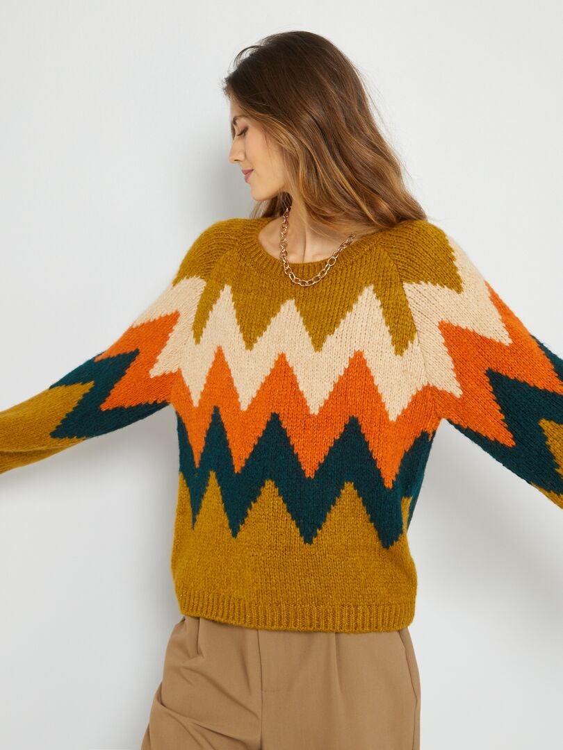 Pull Jdy En Tricot Multicolore Jaune Vert Orange Kiabi