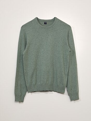 Pull Basique En Maille Unie Vert Kiabi 12 00