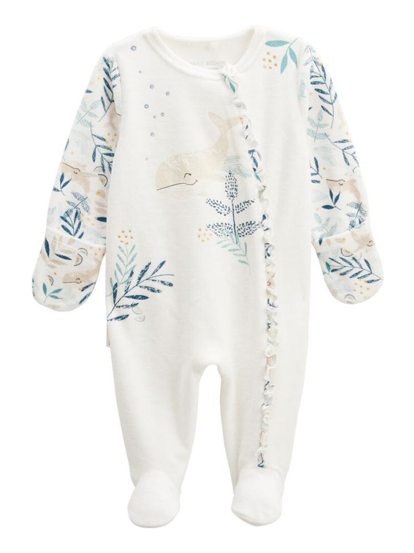 Pyjama bébé en velours ouverture zippée Iskia Ecru Kiabi nu