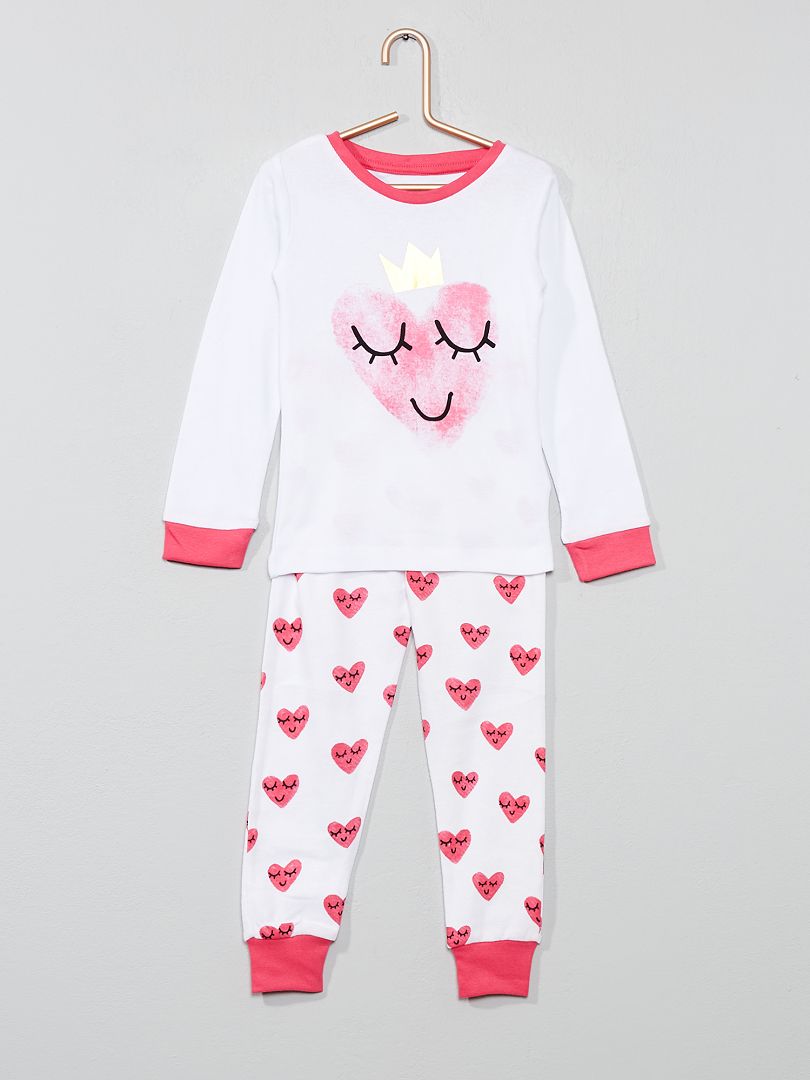 Pyjama Long C Ur Blanc Rose Kiabi