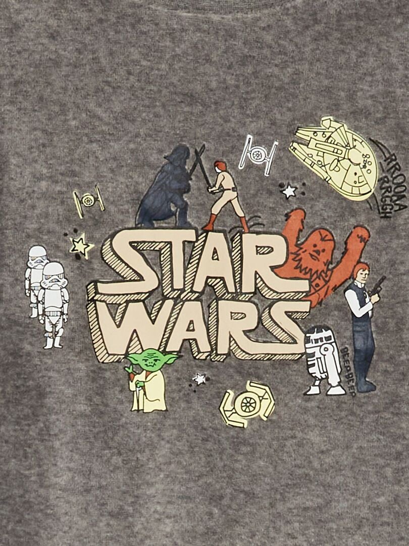 Pyjama Long En Velours Star Wars Disney Gris Kiabi